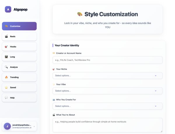 Style Customization Dashboard